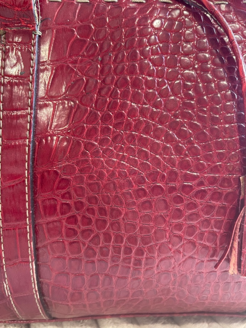 Liz Claiborne Croc-Embossed Tote in Deep Wine - Picture 2 of 9